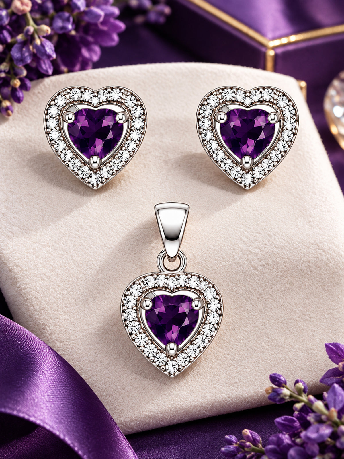 Love Amethyst Pendant Set