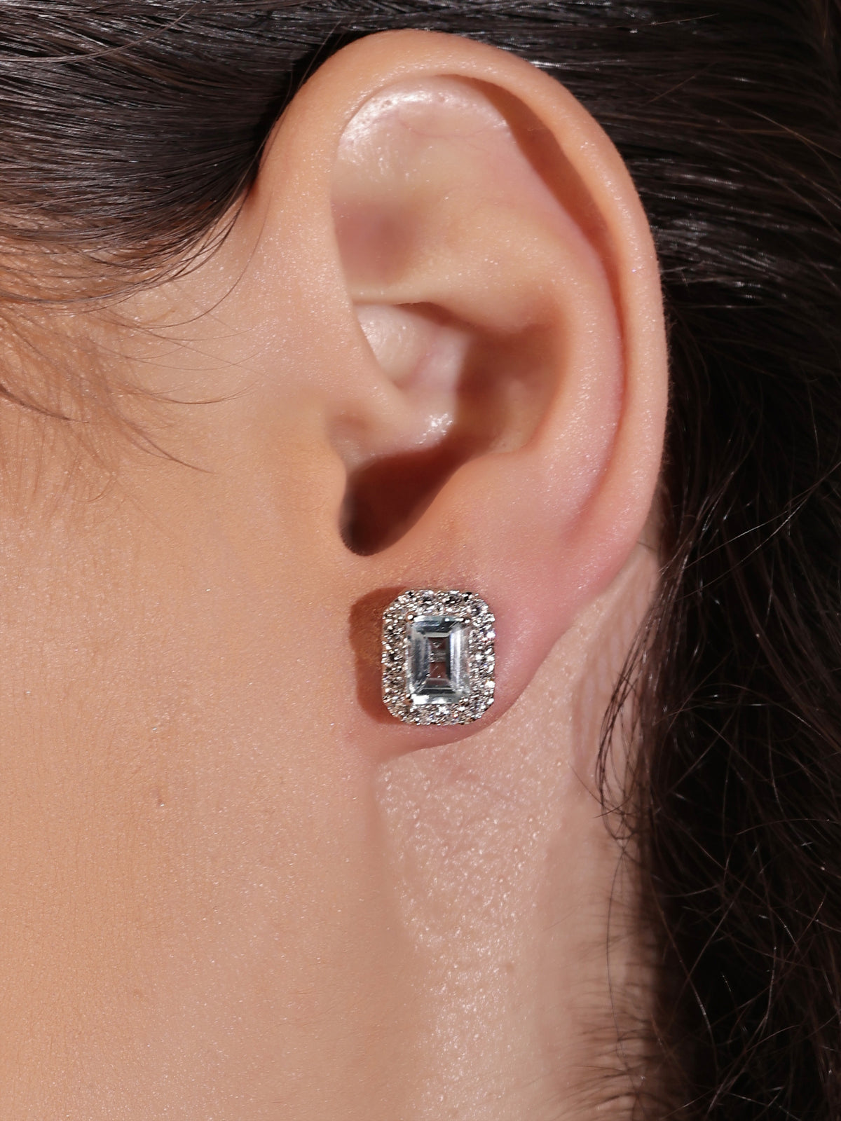 Ocean Halo Blue Topaz Earrings