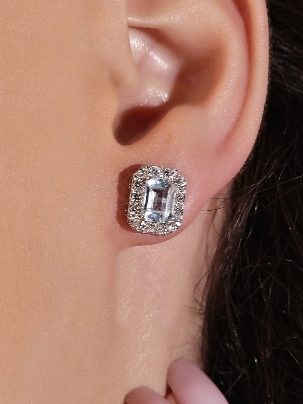 Ocean Halo Blue Topaz Earrings