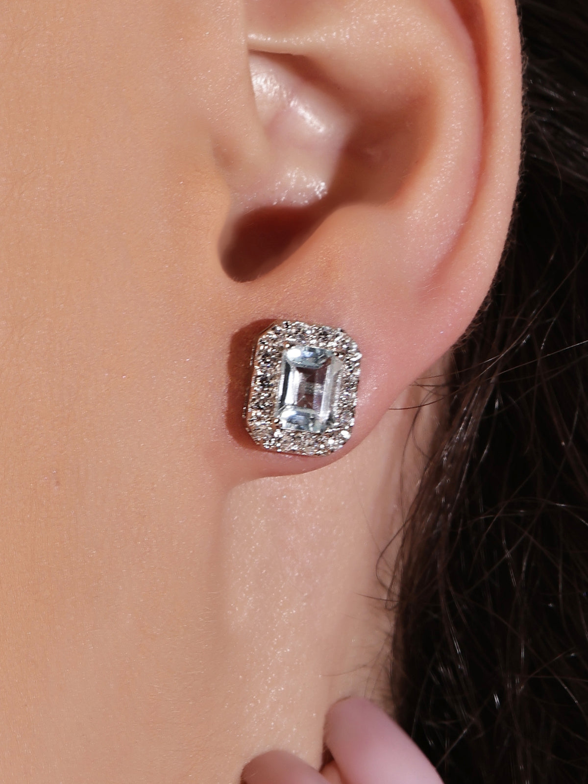 Ocean Halo Blue Topaz Earrings