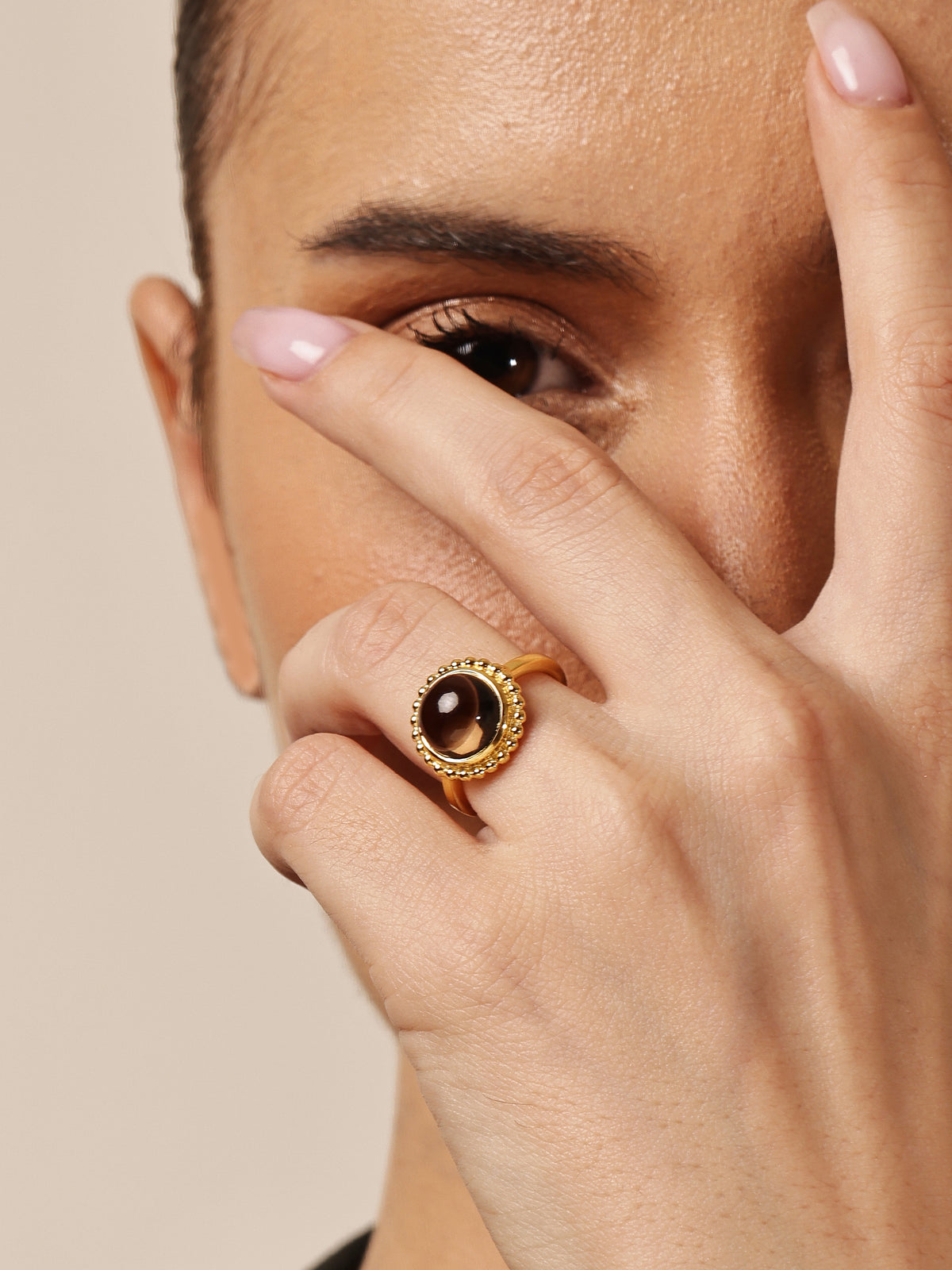 Golden Dusk Smokey Quartz Ring